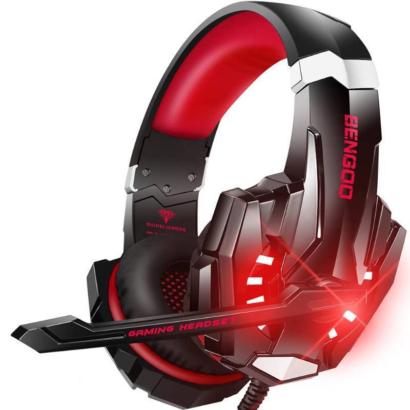 lot 11021 image: BENGOO Stereo Pro Gaming Headset for PS4, PC, Xbox One Controller, Noise Cancelling Over Ear Headphones with Mic, LED Light, Bass Surround, Soft Memory Earmuffs for Laptop Mac Wii Accessory Kits