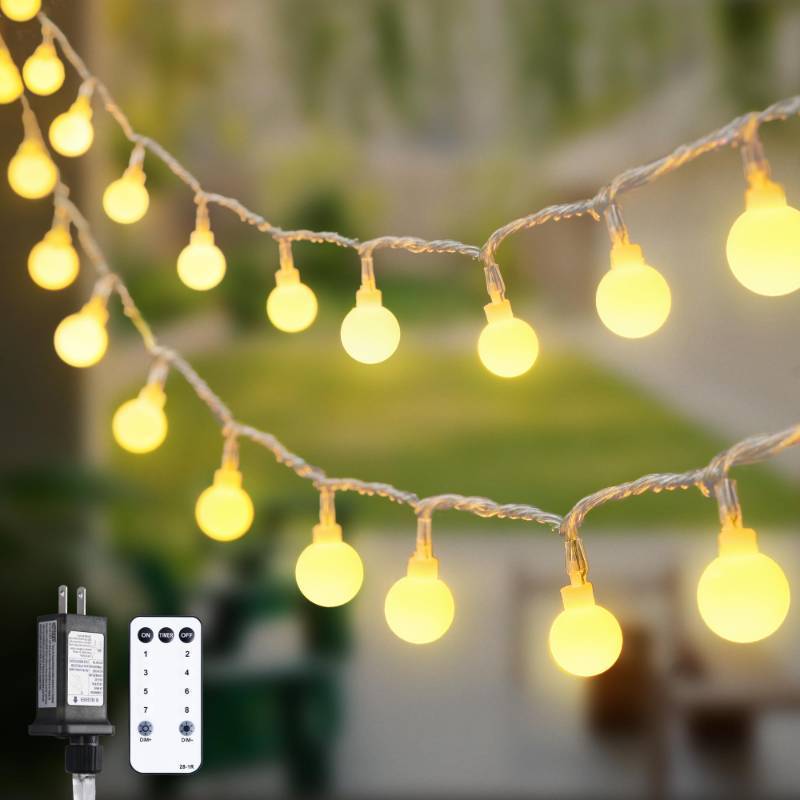 lot 11034 image: 147ft Globe String Lights Outdoor Waterproof, 300 LED Indoor Christmas Lights Plug in with Remote, Hanging Fairy Light for Bedroom Holiday Party Patio Garden Christmas Decorations, Warm White