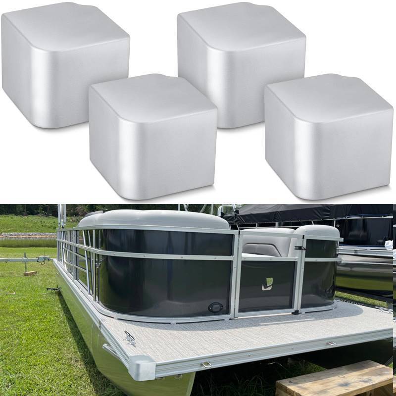 lot 11052 image: MorningRo 4 Pcs Pontoon Boat Aluminum Deck Corner Caps Boat Deck Hardware Suitable for 90 Rounded Corner, not 90 Right Angles. Height 3-916 to 3-58 Top 4-116 to 4-316