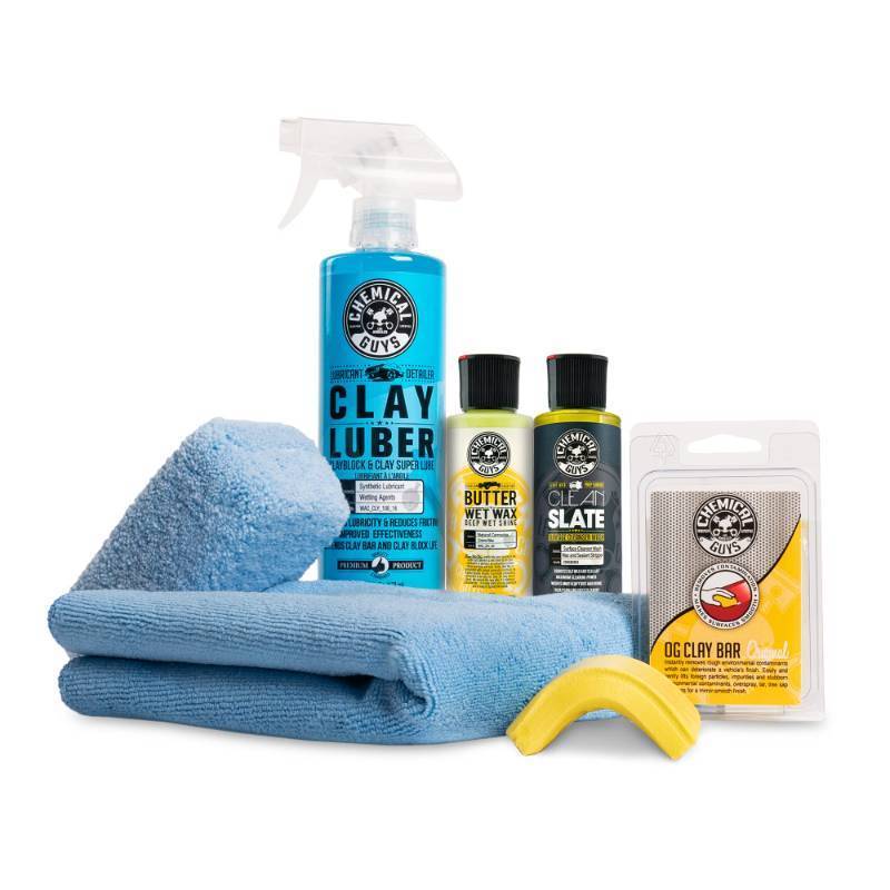 lot 11089 image: Chemical Guys Clay Bar Kit - Complete System - Clay Bar and Luber Combo with Accessories for Smooth Paint Finish - Removes Embedded Dirt, Overspray, and Fallout - 6 Item Kit