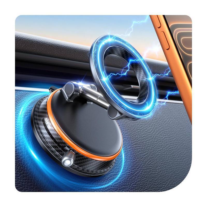 lot 12158 image: Peerock Upgraded Car Phone Holder for Magsafe 108LBS Strongest Suction & 3000gf Magnetic Vacuum Magnetic Phone Holders for Your Car 360° Adjustable Car Phone Mount for iPhone & Android Orange