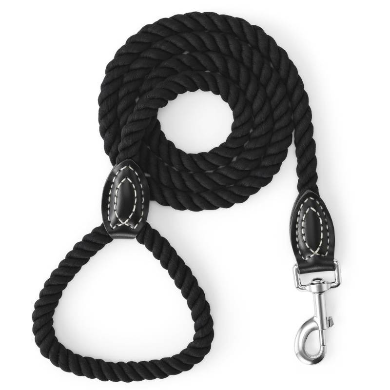 lot 12173 image: Mile High Life Dog Leash, Braided Cotton Rope Leashes with Leather Tailor Tip with Leather Tip - Heavy Duty Metal Clasp, 4FT, 12 Thick - Wedding, Walking Leash for Medium Large Dogs(Green) (Used)