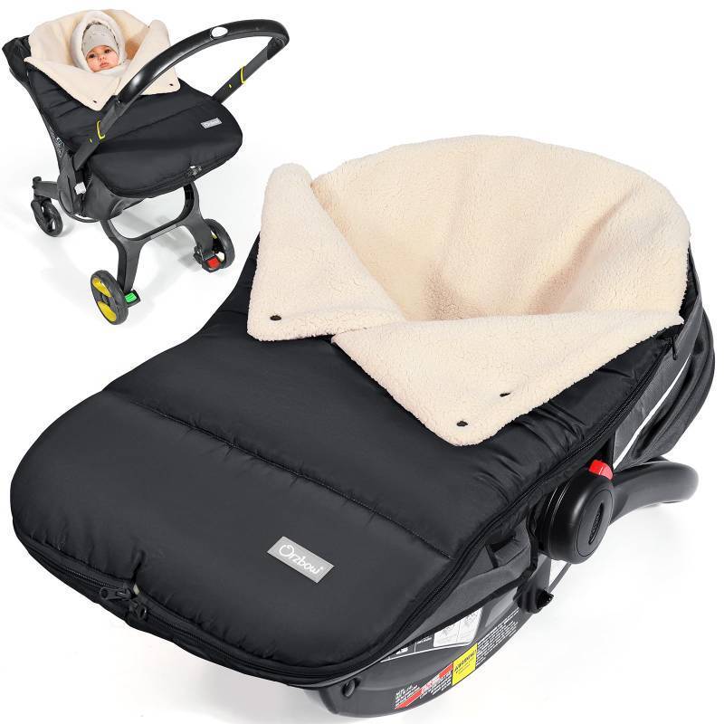 lot 12200 image: Orzbow Winter Carseat Cover for Baby  Infant Car Seat Cover, Waterproof Car Seat Blanket with Adjustable Collar  Warm and Cozy Fleece Carseat Canopy Blanket for Baby Winter Essentials, Black