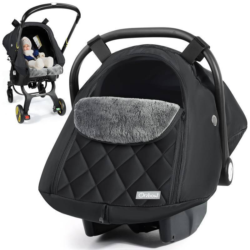 lot 12201 image: Orzbow Car Seat Cover Baby - Waterproof Carseat Cover for Doona Car Seat and Stroller, Breathable Winter Infant Carseat Canopy with Zipper Access, Rain and Wind Proof, Winter Baby Essentials, Black