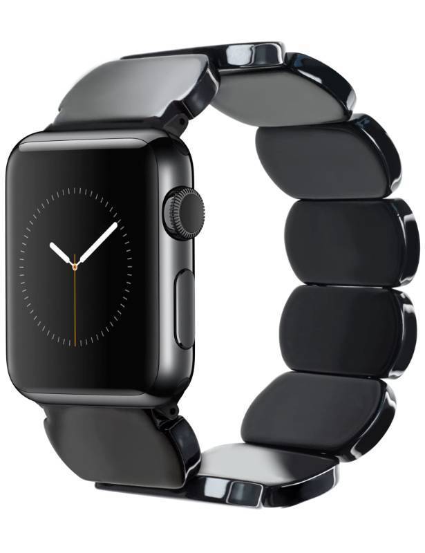 lot 12236 image: Heesch Compitable with Apple Watch 10 42mm Band Men Black Stretchy Resin Watch Strap Wristband for Apple Watch 4 5 6 SE 40 Band Women for iWatch 41mm