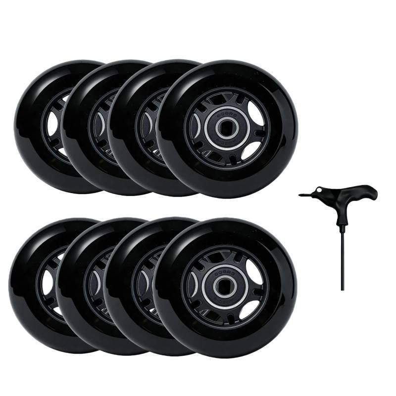 lot 14221 image: VORTRACK 8-Pack Inline Skate Wheels 85A with ABEC-9 Bearings, 64mm 70mm 72mm 76mm 80mm Sizes, Indoor & Outdoor Use for Roller Hockey, Inline Skates, Scooter and Luggage Repair (76mm)