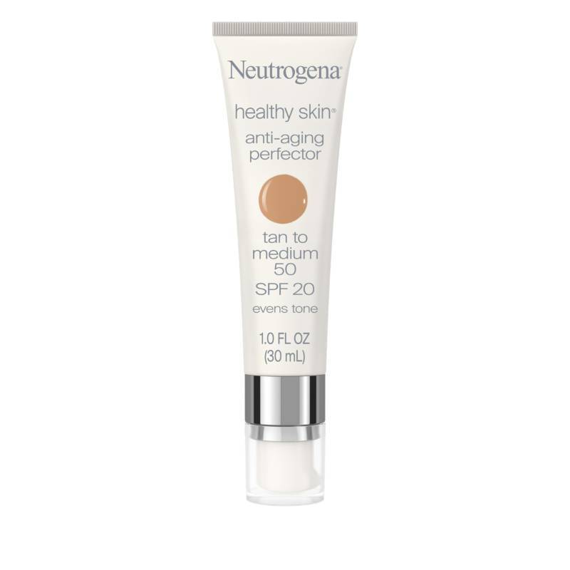 lot 14229 image: Neutrogena Healthy Skin Anti-Aging Perfector Tinted Facial Moisturizer and Retinol Treatment with Broad Spectrum SPF 20 Sunscreen with Titanium Dioxide, 50 Tan to Medium, 1 fl. oz