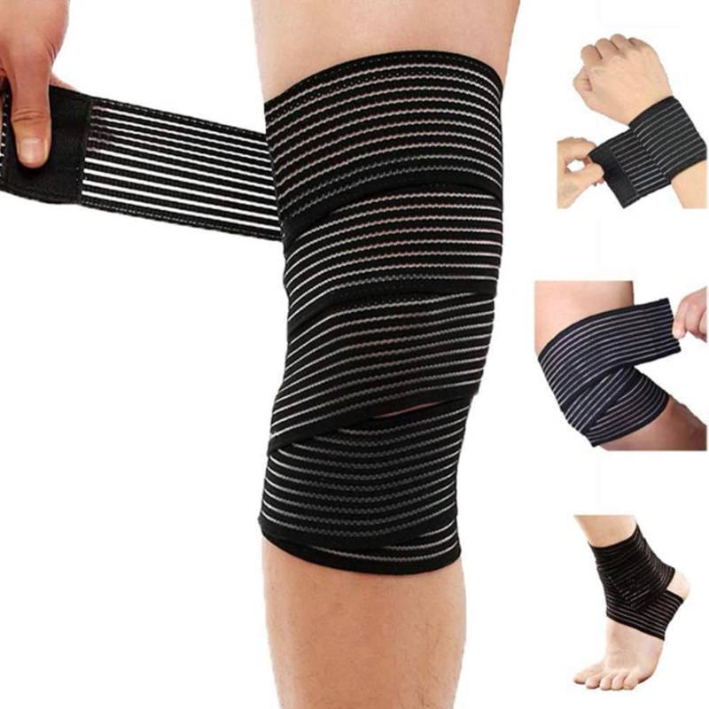 lot 14276 image: Extra Long Elastic Knee Wrap Compression Bandage Brace Support for Legs, Plantar Fasciitis, Stabilising Ligaments, Joint Pain, Squat, Basketball, Running, Tennis, Soccer, Football (Black-1pcs) (One Size, inch, 70.8)