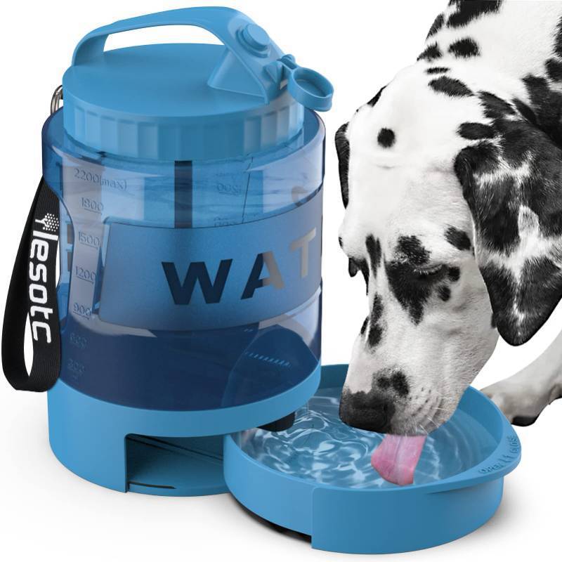 lot 14279 image: Dog Water Bowl Dispenser 77oz, Large Pet Dog Water Bottle Portable with Pull-Out Travel Water Bowl for Dogs, Portable Water Bowl for Dogs on The Go, Camping Essentials Hiking Traveling Accessories