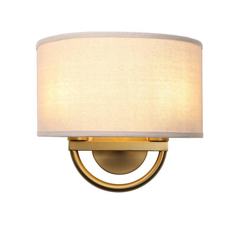 lot 15944 image: JIMUBEAM Industrial 2-Lights Wall Sconce Fixtures with Linen Fabric Shade, Double Wall Light Lamps Decor for Hallway Bedroom Living Room Bathroom Stairway