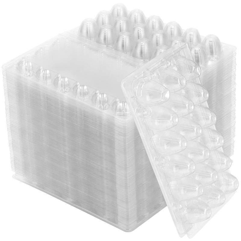 lot 15947 image: SINJEUN 120 Pack 18 Grid Clear Quail Egg Cartons, Stackable Plastic Quail Egg Container, Small Egg Cartons Cheap Bulk, Reusable PVC Egg Dispenser Holder Case for Refrigerator, Holds 18 Eggs