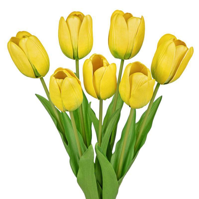 lot 16465 image: Arborus Artificial Tulips Flowers �� 24 Long Stem Faux Tulips, 7PCS Real Touch Fake Yellow Tulip for Vase, Farmhouse, Kitchen, Spring & Wedding Home Decor