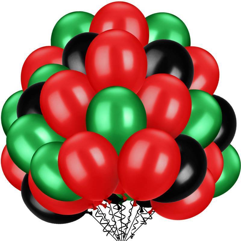 lot 16467 image: TecUnite 100 Pieces Red Black and Green Balloons Juneteenth Day13 Inch Latex Balloons for Black History Month Kwanzaa African American Holiday Festival Celebration Party Decoration