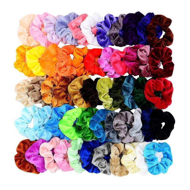 lot 16471 image: Chloven 55 Pcs Premium Velvet Hair Scrunchies Elastics Bobbles Hair Bands Scrunchy Hair Ties Ropes Scrunchies for Women Girls Accessories