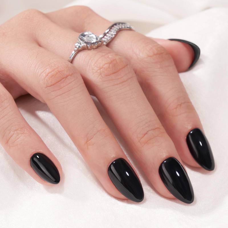 lot 16481 image: Black Press On Nails Almond - BTArtbox Short Press On Nails with Nail Glue, Fit Perfectly & Natural Reusable Stick On Nails in 16 Sizes - Soft Gel Glue On Nails Kit, Black Velvet