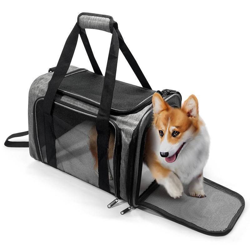 lot 20394 image: Pucewmy Dog Carrier for Pets, Up to 25 Lbs, Collapsible Travel Carriers for Puppy with Shoulder Strap and Removable Mat, 20x13x13 Inch, Grey