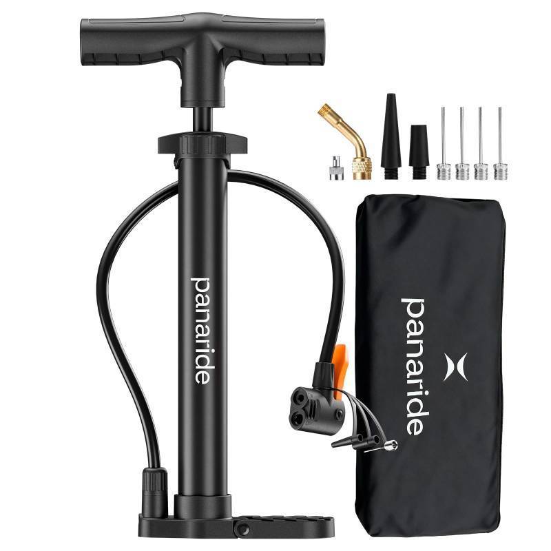 lot 20409 image: Bike Pump Floor, Advanced Bike Tire Inflator, Bicycle Hand Air Pump with Dual Presta and Schrader Valves, Handheld Pump, Suitable for Road and Mountain Bikes, Baby Stroller, Balls (Portable)