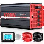 6000W Power Inverter 12V DC to 120V AC, 11000W Peak Off-Grid Solar Converter for 12V Battery Bank, RV, Truck & Home Backup Power System, 4 AC Outlets, USB & Type-C Port, LCD Remote Controller