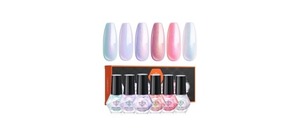 lot 29 image: modelones Nail Polish Set, 6 Colors Chrome Pearl Shimmer Pink Purple White Aurora Iridescent Green Quick Dry Nail Polish Kit Gifts for Women 2025 Salon DIY Manicure Kit