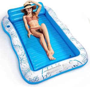 lot 514 image: Inflatable Adult Pool Lounger Float - BAIAI Large Beach Sun Tanning Floats Raft Sunbathing Water Lounge Floaties Tub with Drink Holder - Blow Up River & Lake Suntan Floating Swimming Mattress Mat