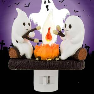lot 575 image: Ghost Campfire Flickering Nightlight for Halloween Indoor Decoration Spooky Ghost Fake Camp Fire Cute Halloween Decor Night Lights Gifts for Kids Family and Friends