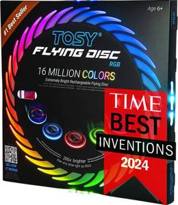 lot 577 image: TOSY Flying Disc - 108 RGB Multicolor or 36 Monocolor LEDs, Super Bright, Smart Modes, Easter Basket Stuffers Gift, Camping Toy for KidTeenAdult, Auto Light Up, Rechargeable, Waterproof, 175g