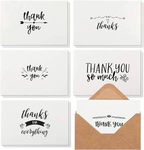 lot 589 image: BEST PAPER GREETINGS Thank You Cards with Envelopes - 4 x 6 In, 48-Pack, Black & White - Kraft Paper Envelopes, Farm Themed - Blank Inside & Simple Vintage Designs