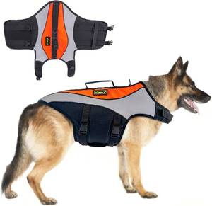 lot 599 image: Dog Life Jacket for Swimming & Boating, High Buoyancy Dog Life Vest with Rescue Handle, Reflective Adjustable Dog Flotation Device for Pool, Lake & Kayaking, Secure Fit Pet Swim Vest (XL, Orange)
