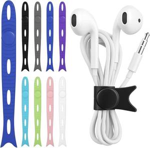 lot 2020 image: 24-Pack Reusable Silicone Cable Ties   Fish Shape, 8 Bright Colors, 4.7  Adjustable Cord Organizers for Home, Office, Travel, Tech & Electronics Cable Management