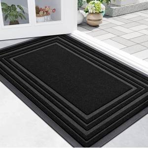 lot 2025 image: Buganda Front Door Mat Indoor Outdoor Entrance, Non-Slip Natural Rubber Doormats, Easy Clean, Low Profile, Dirt Trapper Entryway Floor Mats for Outside, Garages and Patios, 29.5x17, Black