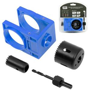 lot 2052 image: RKK 1-38 - 1-34 Door Lock Installation Kit Door Hole Drilling Kit for Wooden Doors, Hole Saw Kit with Guide Template Jig (Blue)