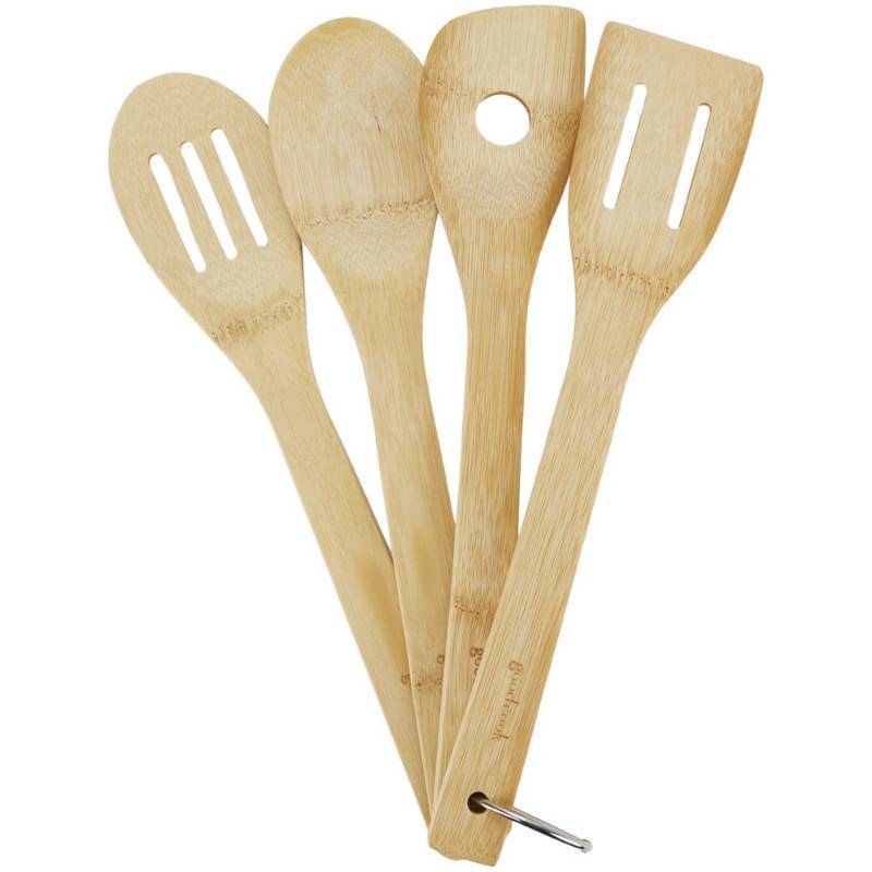 lot 2006 image: GoodCook Ready 4pc Bamboo Tool Set Kitchen Utensil Set, Hand Wash, All Ages, Brown, Includes Spoons - Retail $15