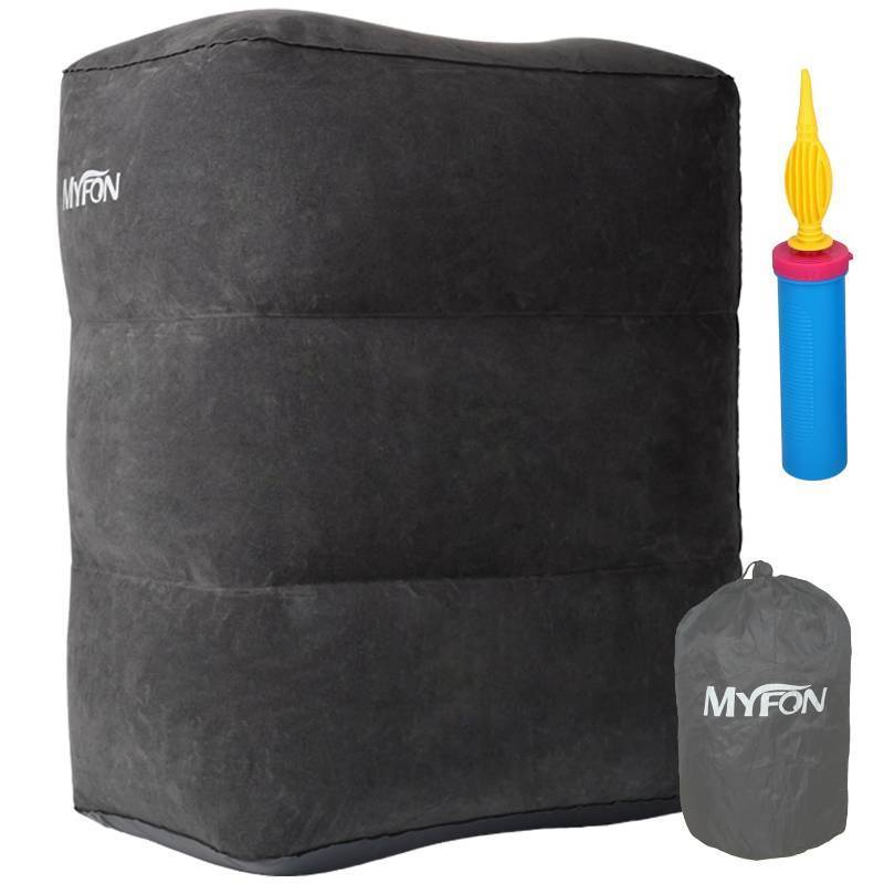 lot 2078 image: Inflatable Travel Foot Rest Pillow, Adjustable Height Leg Rest Pillow for Cars, Home, Office, Trains, Airplane, Make a Flat Bed for Baby, Kids, Toddlers, Grey 1pcs Retail $20.39