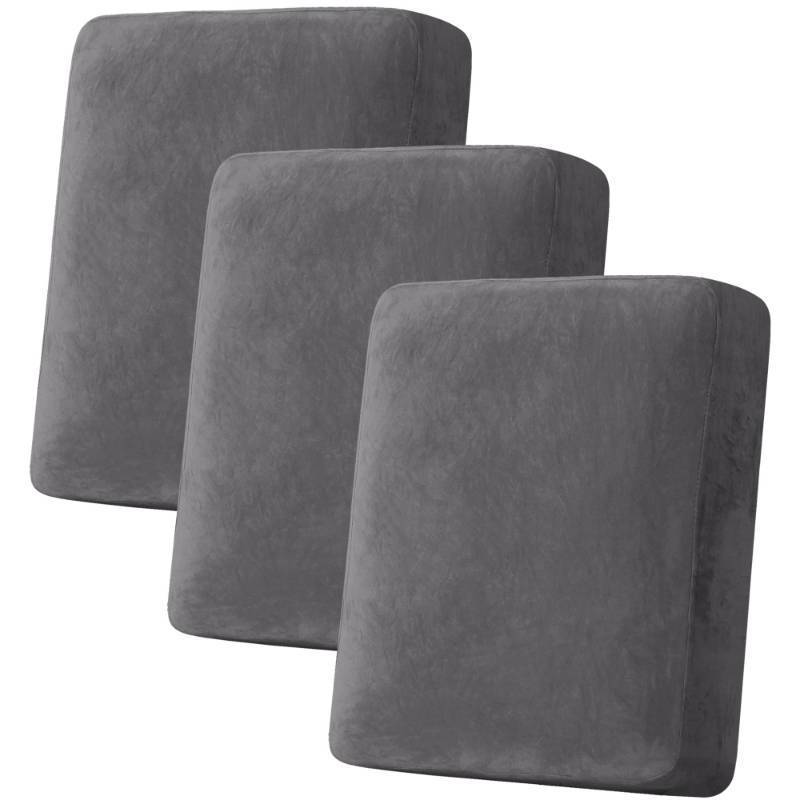 lot 2079 image: H.VERSAILTEX Velvet Stretch Couch Cushion Cover Plush Cushion Slipcover for Chair Loveseat Sofa Cushion Furniture Protector Seat Cushion Sofa Cover (3 Piece Sofa Cushion Covers, Grey) Retail $33.32