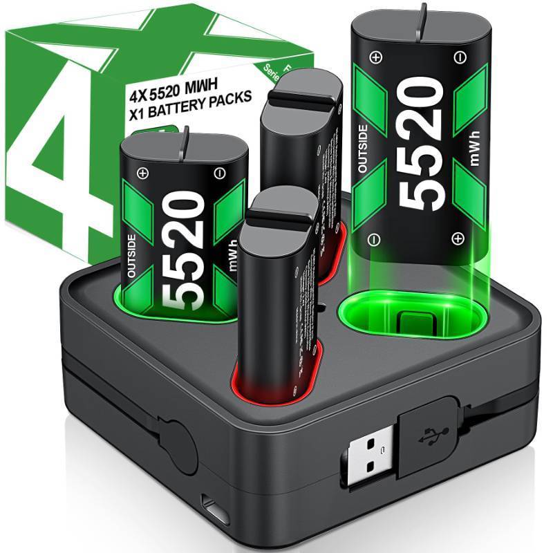 lot 2082 image: Charger for Rechargeable Xbox One Controller Battery Pack with 4x5520mWh Batteries for Xbox Series XS, Battery Charger Station for Xbox One SXbox One XXbox One Elite (2300mAh5520mWh) Retail $46.38