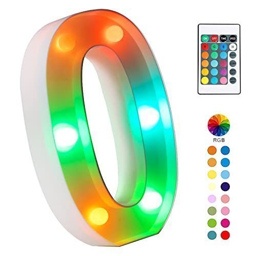 lot 2083 image: Light Up Digital LED Luminous Number Light 0 Colorful With Remote Control 16 Color Variations LED Marquee Letter Light. Decorative Sign for Party, Birthday, New Year, Anniversary(RGB Number 0) NO REMOTE Retail 13.99