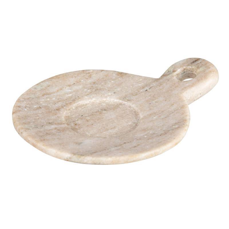 lot 2091 image: Creative Co-Op Hand-Carved Marble Handle, Beige Dish, 4 Retail $23.73