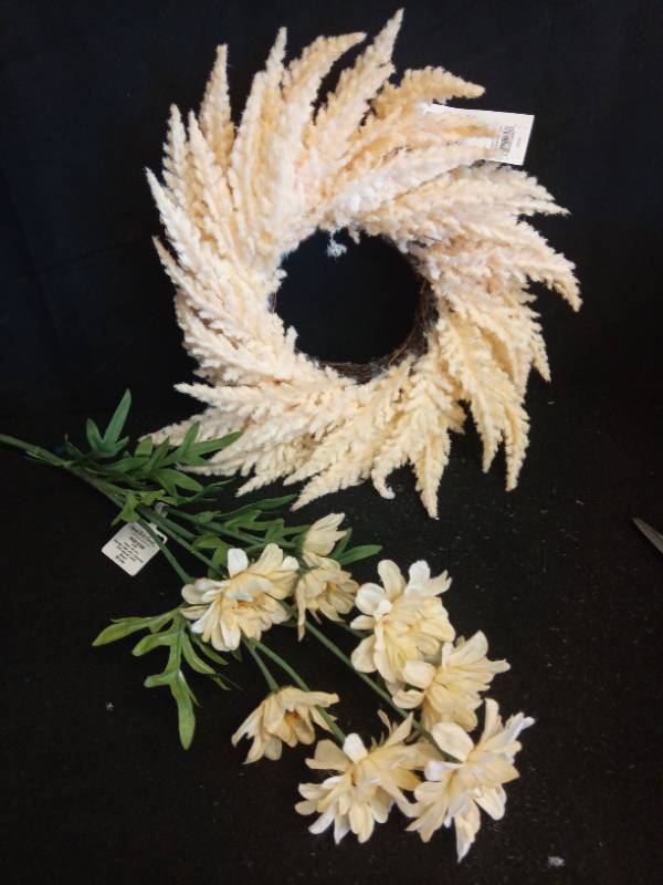 lot 2101 image: A Stem of Flowers and Floral Wreath - Retail $19