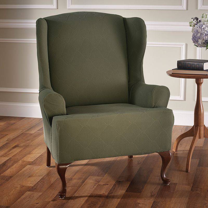 lot 2066 image: Stretch Sensations Stretch Optics Wing Chair Slipcover - Retail $110