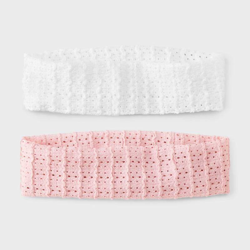 lot 2124 image: 2 Sets of 2pc Textured Fabric Headwrap - Wild Fable�� PinkWhite Hair Styling, Fashion, Recycled Polyester, Elastic