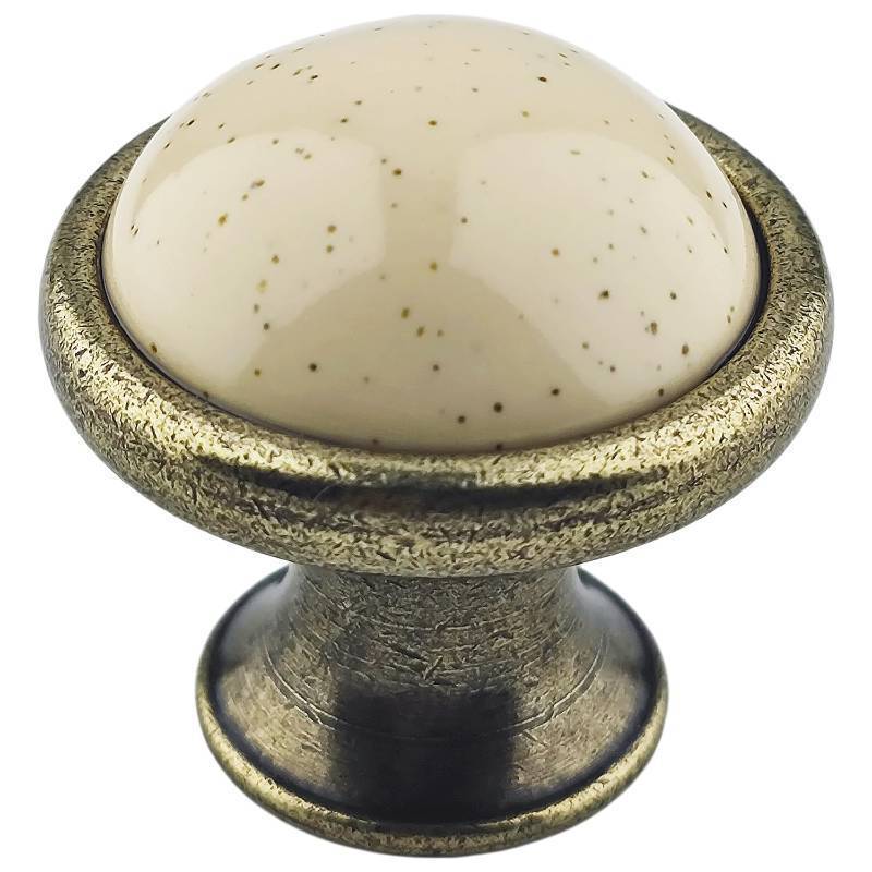 lot 2127 image: MuDuJia 4 Pack 1.46 Dia Antique Brass Ceramic Knobs, Handles Pulls for Cabinets, Cupboard Dresser, Drawers, Kitchen Furniture Cabinet Knobs 37mm Diameter (4,Knob)