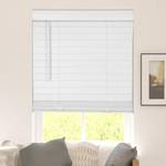 Calyx INTERIORS Faux Wood Blinds with Classic Valance, Cordless, 2\" Slat, 34.5\" W x 48\" H, Blinds for Indoor Windows, Room Darkening Window Blinds for Home Interior Windows and Doors, Pure White - Retail: $43