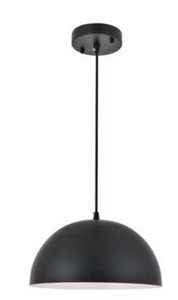 lot 13085 image: Black Dome Pendant Light Fixture