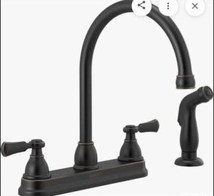Peerless Claymore Two Handle Kitchen Faucet with Side Sprayer in Oil Rubbed Bronze P299575LF-OB