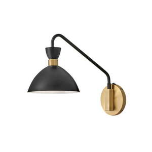 lot 13109 image: 83250BK-HB Lark Simon - 1 Light Plug-In Wall Sconce In Mid-Century Modern Style-13.25 Inches Tall and 8 Inches Wide-BlackHeritage Brass Finish