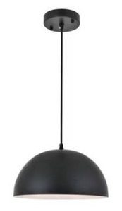 lot 13111 image: Black Dome Pendant Light Fixture
