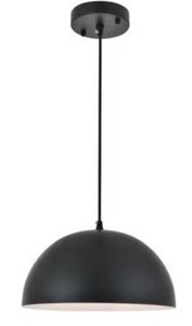 lot 13124 image: Black Dome Pendant Light Fixture