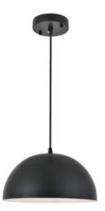 lot 13132 image: Black Dome Pendant Light Fixture