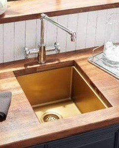 Signature Hardware 15 In. Stainless Steel Undermount Prep Sink - Matte Gold