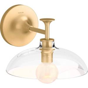 lot 13140 image: Tone 1 Light Brushed Moderne Brass Indoor Bathroom Wall Sconce, UL Listed
